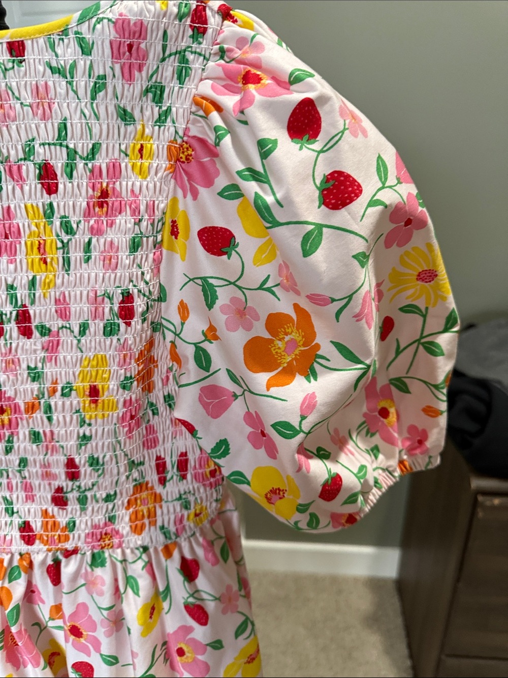 kate spade White Floral Puff Sleeve V-Neck Dress - Picture 5 of 5